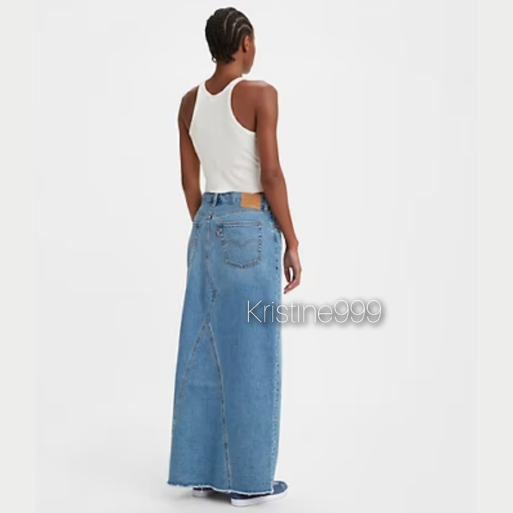 Levi's Premium ICONIC Long Denim Skirt Indigo Medium Wash sz 24 25 26 27 28 29 - Picture 2 of 10